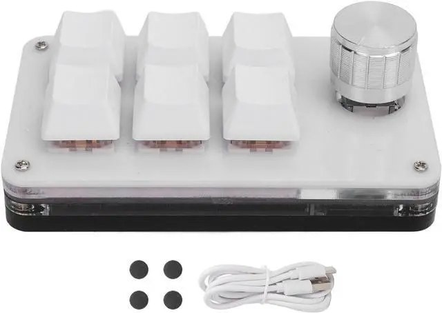 Main image of Mini Macro Mechanical Gaming Keyboard, 6 Keys One Handed USB Type C PC Keypad, Programmable RGB Pad with Red Switch