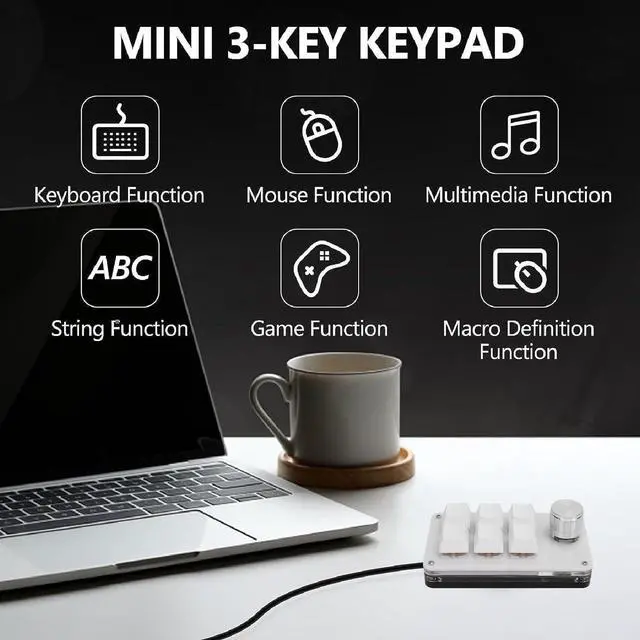 Alt view image 7 of 7 - Mini Macro Mechanical Gaming Keyboard, 6 Keys One Handed USB Type C PC Keypad, Programmable RGB Pad with Red Switch