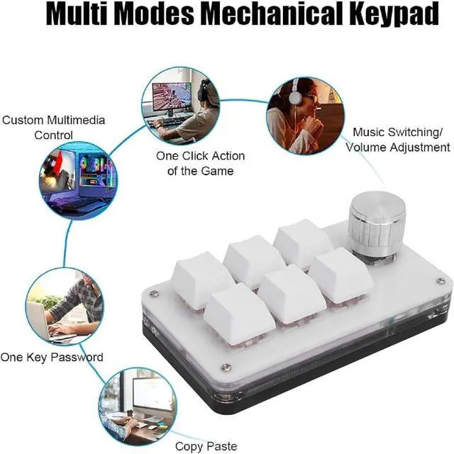 Alt view image 4 of 7 - Mini Macro Mechanical Gaming Keyboard, 6 Keys One Handed USB Type C PC Keypad, Programmable RGB Pad with Red Switch