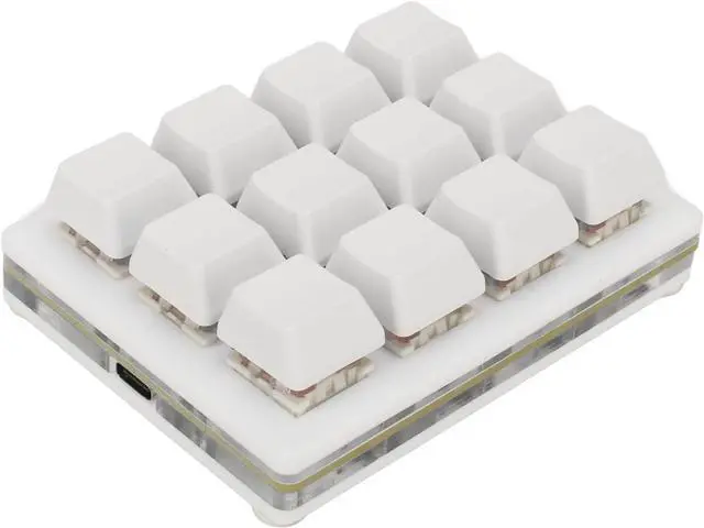 Alt view image 5 of 7 - 12 Key Mechanical Gaming Keyboard, One Handed USB Mini Macro LED Keypad, Hot Swappable Red Switch ABS White, Ergonomic Design for Windows OS X, Full Key Customization