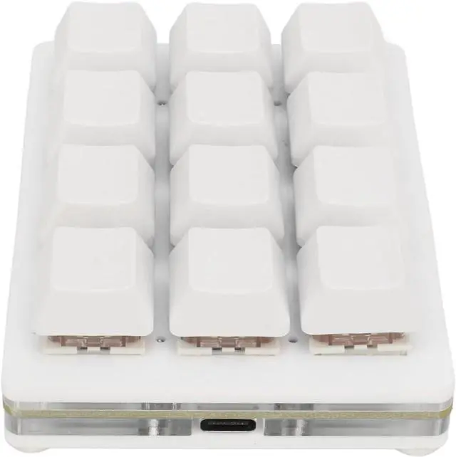 Alt view image 6 of 7 - 12 Key Mechanical Gaming Keyboard, One Handed USB Mini Macro LED Keypad, Hot Swappable Red Switch ABS White, Ergonomic Design for Windows OS X, Full Key Customization