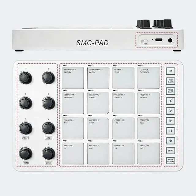 Alt view image 3 of 7 - Keyboard Controller Small Practical USB Keyboard With 16 Drum Pad Touch Rod Small USB Keyboard Controller