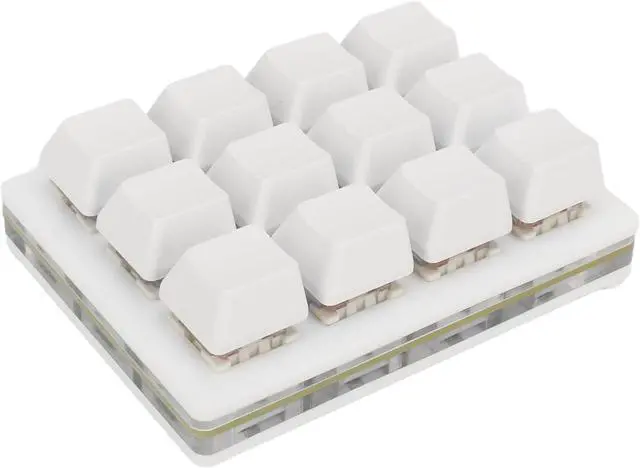 Alt view image 4 of 7 - 12 Key Mechanical Gaming Keyboard One Handed USB Mini Macro LED Keypad with Hot Swappable Red Switch in ABS White for Custom Shortcut Keys