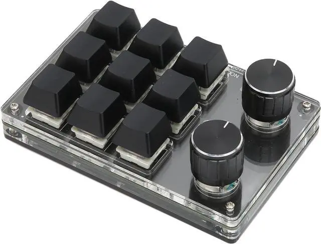 Alt view image 4 of 7 - Mtlavishness Mechanical Gaming Keypad with 9 Keys and 2 Knobs Dual Mode OSU Keypad DIY Programmable for Office Gaming Music Media and More Computer Universal Built in 200mAh