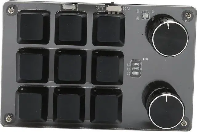 Alt view image 5 of 7 - Mtlavishness Mechanical Gaming Keypad with 9 Keys and 2 Knobs Dual Mode OSU Keypad DIY Programmable for Office Gaming Music Media and More Computer Universal Built in 200mAh