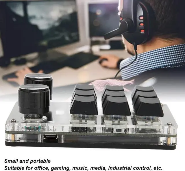 Alt view image 7 of 7 - Mtlavishness Mechanical Gaming Keypad with 9 Keys and 2 Knobs Dual Mode OSU Keypad DIY Programmable for Office Gaming Music Media and More Computer Universal Built in 200mAh