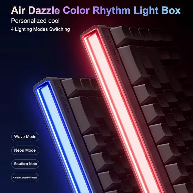 Alt view image 2 of 7 - JOMKIZ Mchose Ace 68 Air Wired Magnetic Keyboard with Adjustable Actuation, RGB Rhythmic Light Box, 65% Rapid Trigger Keyboard, Hall Effect Gasket-Mounted, 8000 Hz Polling Rate, Hot-Swappable