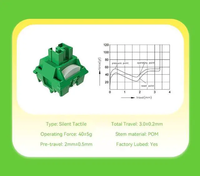 Alt view image 7 of 7 - Outemu Green Switch 5Pin Silent Tactile Factory-Lubed Switch for Custom Mechanical Keyboard(110PCS)