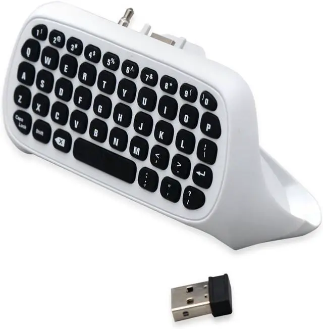Alt view image 2 of 6 - Electronics Video Games Replacement Parts Accessories Wireless Keyboard ChatPad for Microsoft for Xbox One QuickType Keyboard White with USB Receiver for Xbox One Game Controller Gamepad