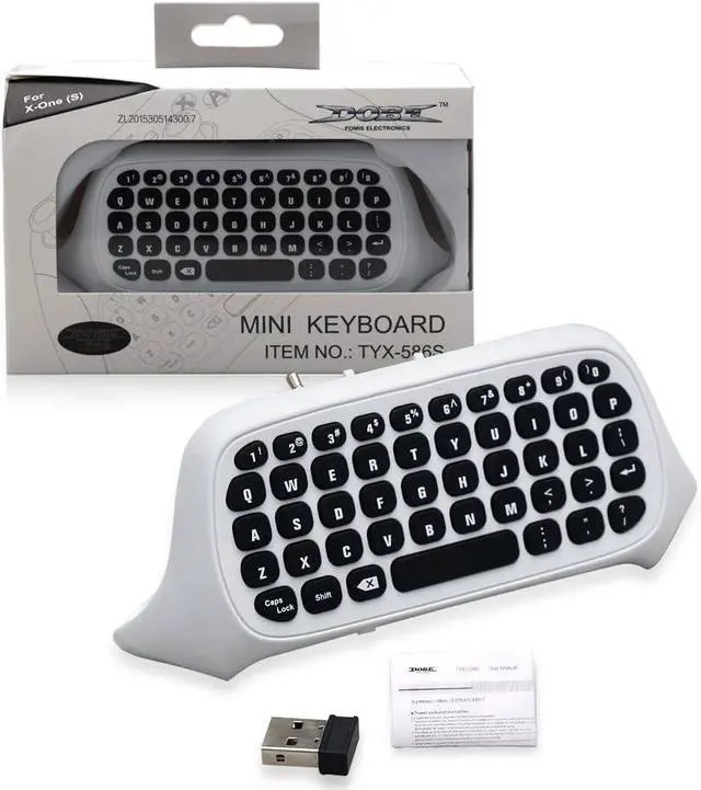 Alt view image 5 of 6 - Electronics Video Games Replacement Parts Accessories Wireless Keyboard ChatPad for Microsoft for Xbox One QuickType Keyboard White with USB Receiver for Xbox One Game Controller Gamepad