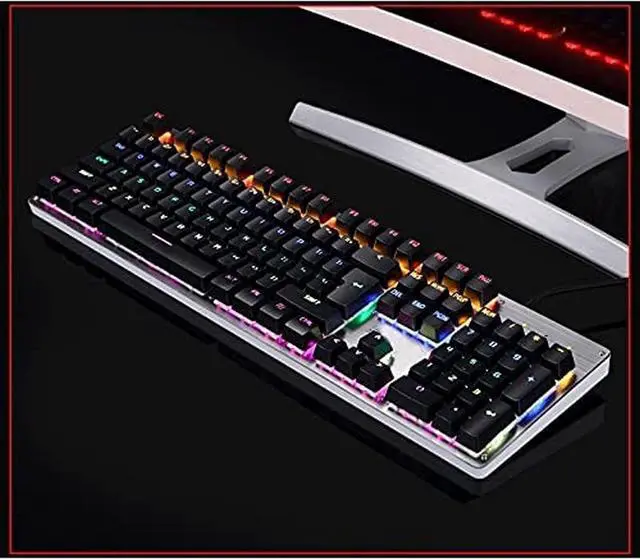 Alt view image 5 of 7 - Wired Gaming Keyboard, Mechanical USB Interface, 13-Color Backlight, Ergonomic Design, 104 Keys for PC, Mac, Home & Office (Black)