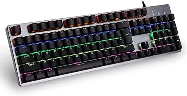 Alt view image 2 of 7 - Wired Gaming Keyboard, Mechanical USB Interface, 13-Color Backlight, Ergonomic Design, 104 Keys for PC, Mac, Home & Office (Black)