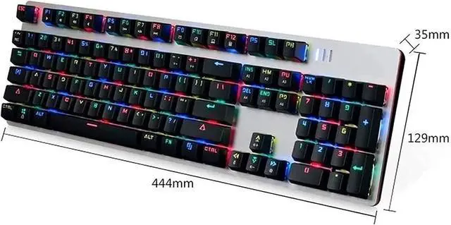Alt view image 3 of 7 - Wired Gaming Keyboard, Mechanical Keypad, USB Interface, 13 Colors Cool Backlight Effect, for Home Office PC Game White(Black)