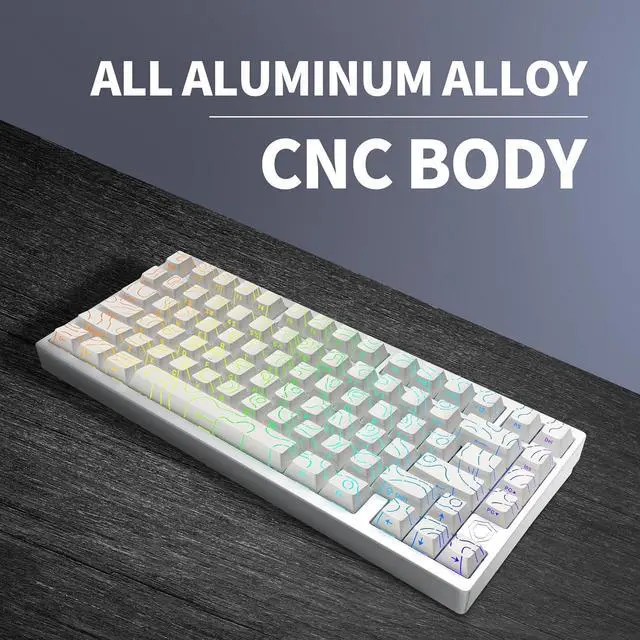 Alt view image 4 of 7 - MG75PRO 81 Keys Wired Magnetic Switch Mechanical Keyboard, Hall Effect, 8KHZ/ARGB/CNC Aluminum, Gasket Structure Gaming Keyboard(White)