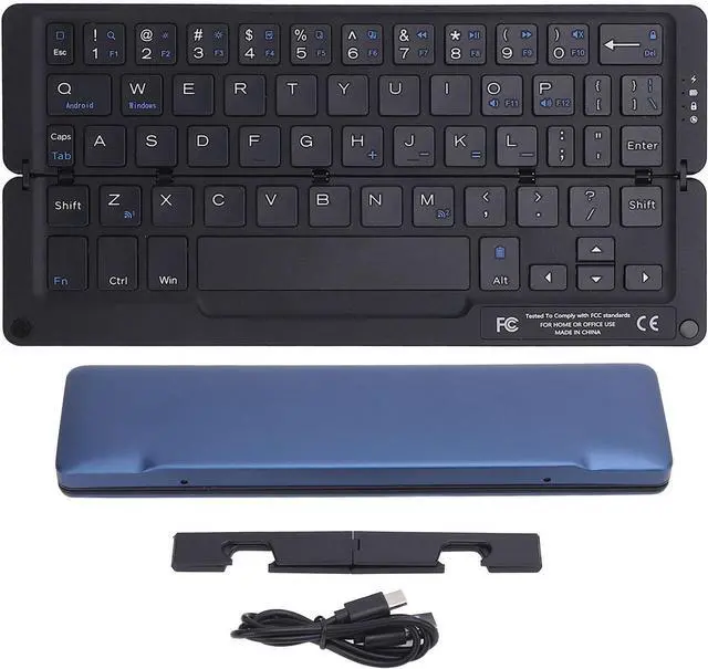 Main image of 58 Keys Foldable BT Keyboard, 8.8in Lightweight Travel Rechargeable Quiet Pocket Keyboard with Magnetic Stand for PC Android HMS 8h Continuous Use Time for Tablet Phone (Blue)