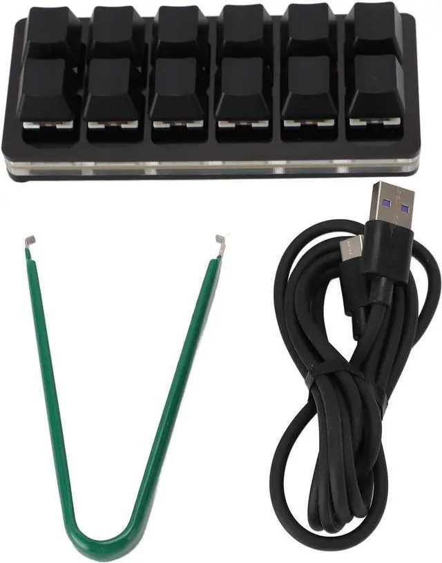 Main image of 12 Key Programmable Mechanical Gaming Keyboard, Type C Wired, RGB Multifunctional, Small Size, Red Switch for PC, Customizable Shortcuts, Media Controls, Wide Compatibility (Black)