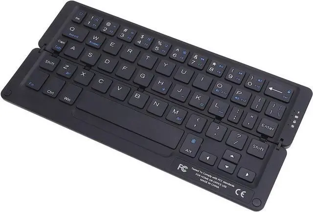 Alt view image 7 of 7 - 58 Keys Foldable BT Keyboard, 8.8in Lightweight Travel Rechargeable Quiet Pocket Keyboard with Magnetic Stand for PC Android HMS 8h Continuous Use Time for Tablet Phone (Blue)