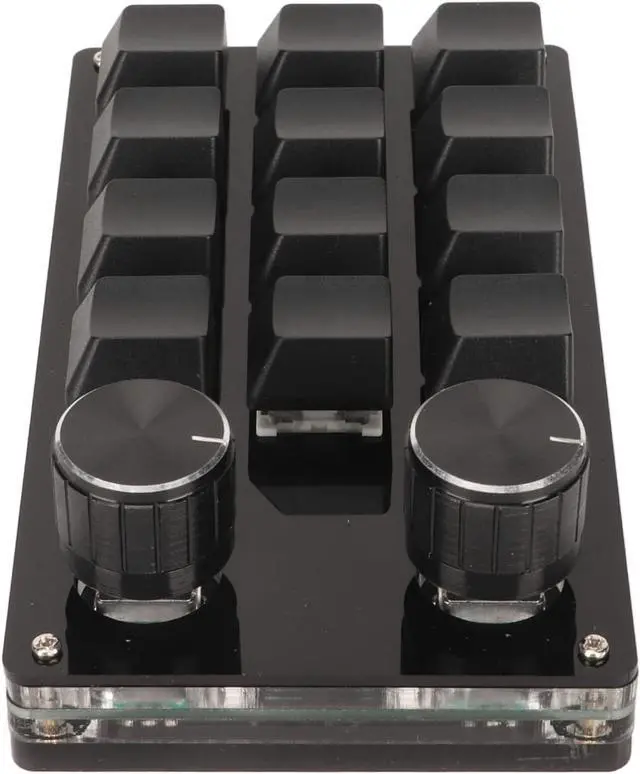 Alt view image 2 of 7 - Mini 12 Key Mechanical Keypad with 2 Knobs, DIY Programmable, Blue Switch, Wired Connection, Plug and Play, One Handed for Office, Gaming, Music Control (Black)