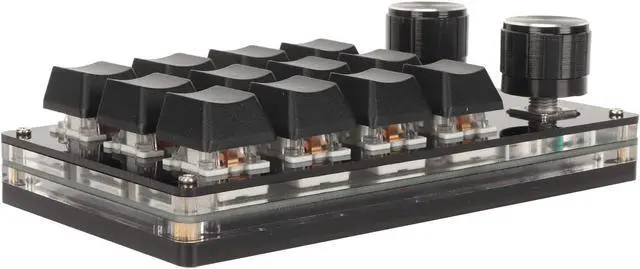 Alt view image 4 of 7 - Mini 12 Key Mechanical Keypad with 2 Knobs, DIY Programmable, Blue Switch, Wired Connection, Plug and Play, One Handed for Office, Gaming, Music Control (Black)