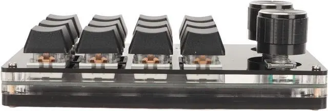 Alt view image 7 of 7 - Mini 12 Key Mechanical Keypad with 2 Knobs, DIY Programmable, Blue Switch, Wired Connection, Plug and Play, One Handed for Office, Gaming, Music Control (Black)