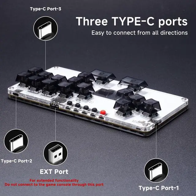 Alt view image 7 of 7 - BAIMOQI Leverless Controller Gaming Keypad 16Keys All Button Controller for PC Arcades Stick with Light Arcades Controller