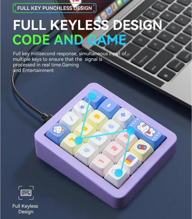 Alt view image 7 of 7 - Adventurers K812 Wired Mechanical Keyboard,Macro Programmable,Gasket Mount,Full Key Hot-Swappable,RGB Backlight,Aluminum Case,Type-C Detachable Cable,Full N-Key Rollover,Game/Office Mode Switch(Pink)