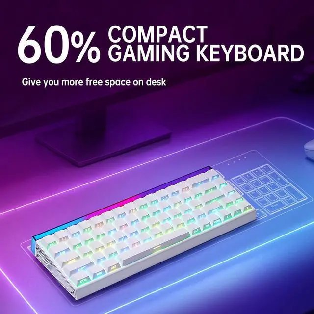 Alt view image 4 of 6 - x AULA HERO 68 HE 60% Gaming Keyboard,Mini Portable Keyboard Hall Effect Magnetic Switch Hot Swappable Custom,Rapid Trigger Mode,8K Hz Polling Rate,0.125ms Latency,Side Printed PBT Keycaps,RGB Backlit