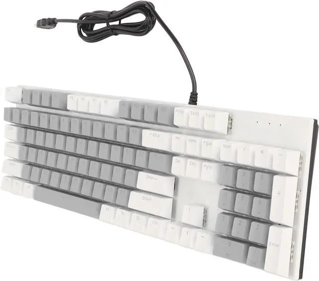 Alt view image 5 of 7 - 104 Key Mechanical Gaming Keyboard, Blue Switch, RGB Backlit, Wired, Plug and Play, for /, 28 Custom Lighting Modes (White Grey)