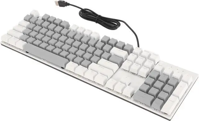 Alt view image 7 of 7 - 104 Key Mechanical Gaming Keyboard, Blue Switch, RGB Backlit, Wired, Plug and Play, for /, 28 Custom Lighting Modes (White Grey)