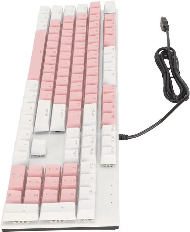 Alt view image 5 of 7 - 104 Key Mechanical Gaming Keyboard, Blue Switch, RGB Backlit, Wired, Plug and Play, for /, 28 Custom Lighting Modes (Roseate and White)