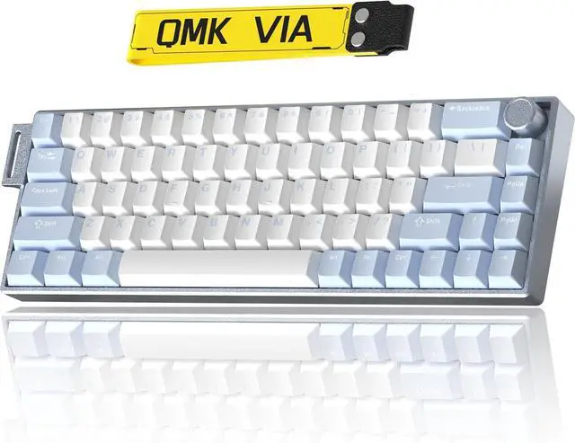 Main image of KG18 65% Compact Mechanical Keyboard - QMK/VIA Programmable, Hot-Swappable, Gasket Mount, Volume Knob, 32-bit ARM4 Chip, RGB Backlit (68 Keys, USB-C, Aluminum Frame) (Baby Blue)