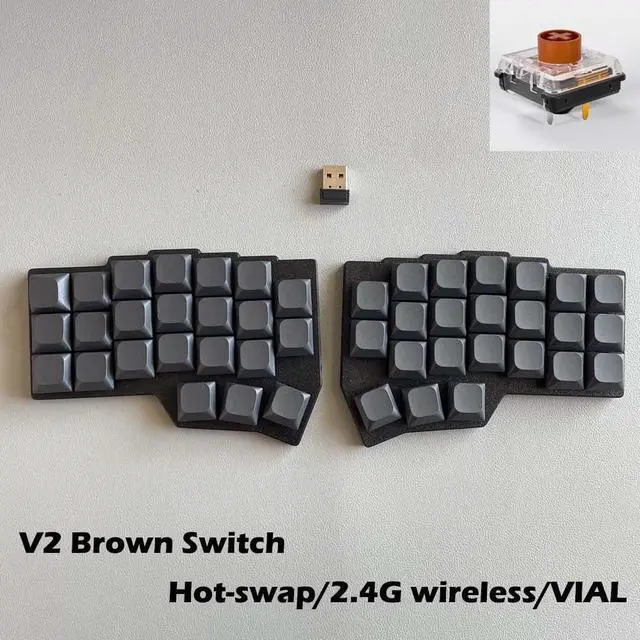Alt view image 2 of 5 - SZRKBD Corne Split Mechanical Keyboard Kit, 46-Key Ultrathin Portable, Hot-swappable Kaih V1/V2 Choc Switches,2.4G Wireless Vial Key Mapping Supported (Black Full Keyboard)