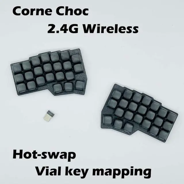 Alt view image 3 of 5 - SZRKBD Corne Split Mechanical Keyboard Kit, 46-Key Ultrathin Portable, Hot-swappable Kaih V1/V2 Choc Switches,2.4G Wireless Vial Key Mapping Supported (Black Full Keyboard)