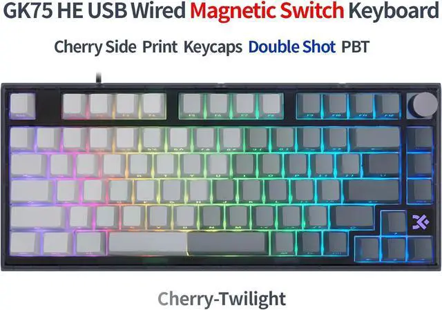 Alt view image 2 of 2 - MOLGRIA x SKYLOONG 75% Gaming Keyboard, GK75 HE USB Wired Magnetic-Switch Mechanical Keyboard with Cherry Profile Double-Shot PBT Keycaps, South-Facing RGB Backlit and Knob(Grey Contrast Twilight)