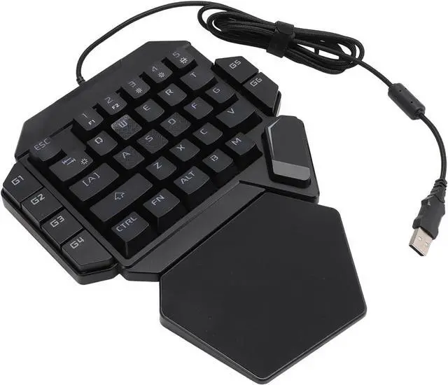 Alt view image 6 of 7 - One Handed RGB Mechanical Gaming Keyboard, 35 Keys Mini Keypad, Blue Switch, Customizable RGB Backlight, Macro Recording, Ergonomic Design with Wrist Rest for PC Gamers