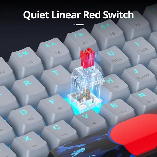 Alt view image 2 of 7 - Ussixchare 60 Percent Gaming Keyboard 61 Keys Wired Mechanical Keyboard Ultra Compact Key Board Red Switch LED Backlit for Windows Laptop Gamer(61Shark)