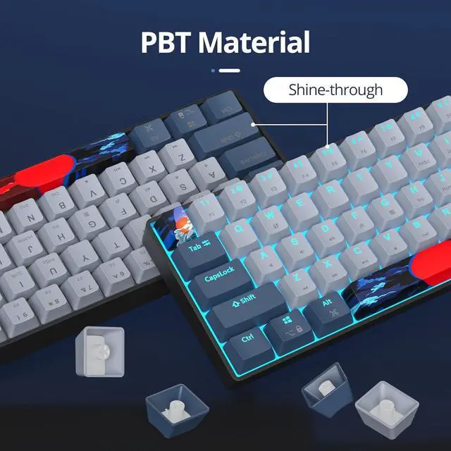 Alt view image 4 of 7 - Ussixchare 60 Percent Gaming Keyboard 61 Keys Wired Mechanical Keyboard Ultra Compact Key Board Red Switch LED Backlit for Windows Laptop Gamer(61Shark)