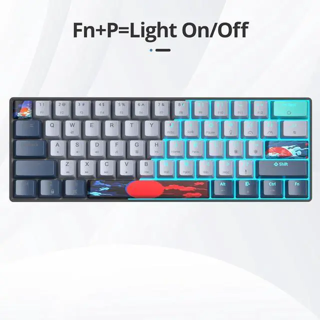 Alt view image 7 of 7 - Ussixchare 60 Percent Gaming Keyboard 61 Keys Wired Mechanical Keyboard Ultra Compact Key Board Red Switch LED Backlit for Windows Laptop Gamer(61Shark)