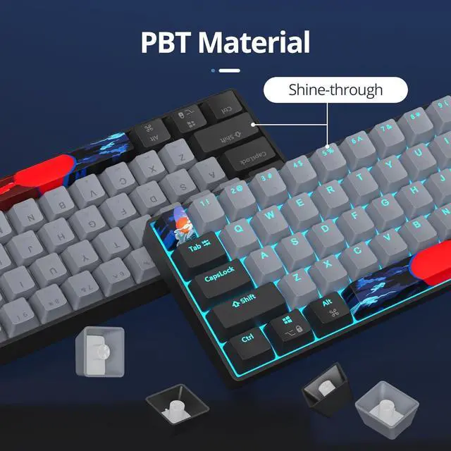 Alt view image 6 of 6 - surmen 60% Wired Mechanical Gaming Keyboard, 61 Keys Backlit Ultra-Compact Mini Office Keyboard with Red Switch for PC/Mac Gamer, Typist (61 Dolch)