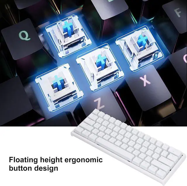 Alt view image 6 of 7 - Magic Refiner 61 Keys Mechanical Gaming Keyboard, Compact Wired Keyboard with Cute Keycaps, Seven Color Backlighting, and ABS Design for Esports (Brown Switch)