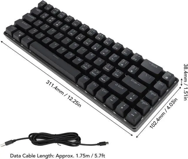Alt view image 6 of 7 - V800 68 Key Gaming Blue Switch Mechanical Keyboard, Hot Swappable Design with Double Injection Keycaps, Compact Layout Blue Keyboard