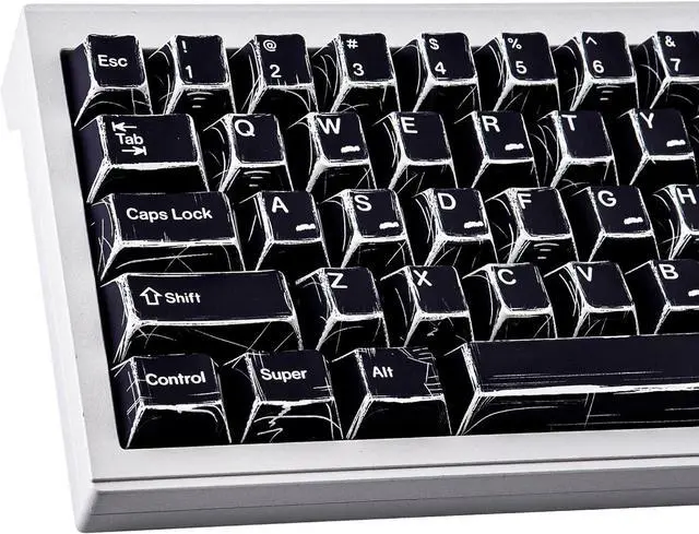 Main image of Heykit PBT Keycaps - Japanese Manga Theme Keycaps for 60%, 65%, 75%, 100% Keyboard, 131 Keys Dye-Sub Custom Cherry Profile Keycap, Minimalist Style Key Caps for Cherry MX Mechanical Keyboard, Black