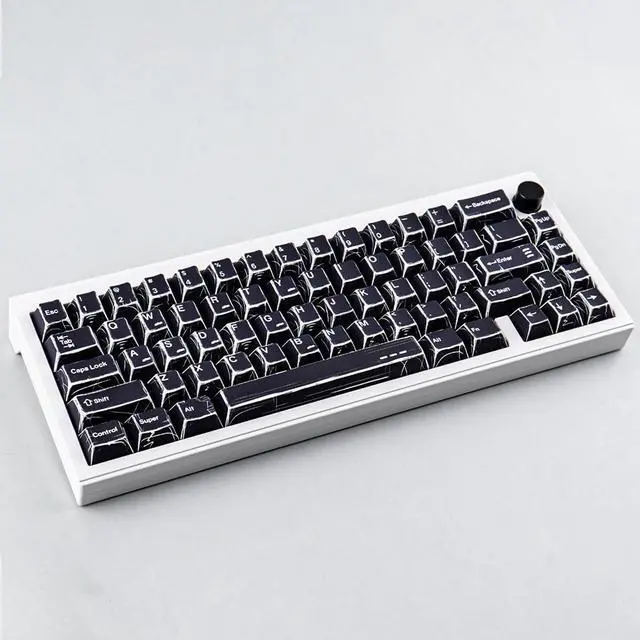 Alt view image 3 of 7 - Heykit PBT Keycaps - Japanese Manga Theme Keycaps for 60%, 65%, 75%, 100% Keyboard, 131 Keys Dye-Sub Custom Cherry Profile Keycap, Minimalist Style Key Caps for Cherry MX Mechanical Keyboard, Black