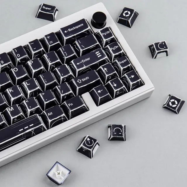 Alt view image 4 of 7 - Heykit PBT Keycaps - Japanese Manga Theme Keycaps for 60%, 65%, 75%, 100% Keyboard, 131 Keys Dye-Sub Custom Cherry Profile Keycap, Minimalist Style Key Caps for Cherry MX Mechanical Keyboard, Black