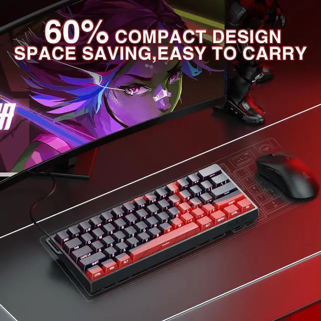 Alt view image 3 of 7 - AULA WIN60 HE MAX - 60% Mechanical Gaming Keyboard Wired, Hall Effect Magnetic Switches Hot Swappable, Adjustable Actuation Rapid Trigger Mode, 8000 Hz Polling Rate, 60 Percent Keyboard Compact Design