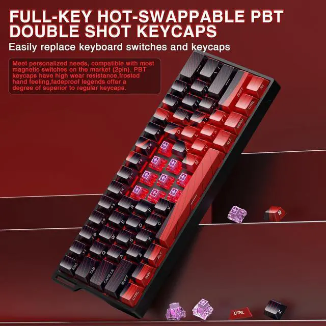 Alt view image 6 of 7 - AULA WIN60 HE MAX - 60% Mechanical Gaming Keyboard Wired, Hall Effect Magnetic Switches Hot Swappable, Adjustable Actuation Rapid Trigger Mode, 8000 Hz Polling Rate, 60 Percent Keyboard Compact Design