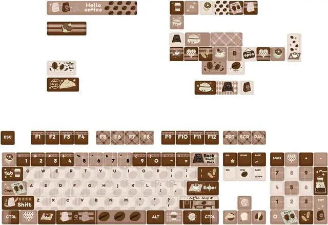 Main image of Mechanical Keyboard Keycaps 131Keys Keycaps Coffee Brown Theme Heat Sublimated Set