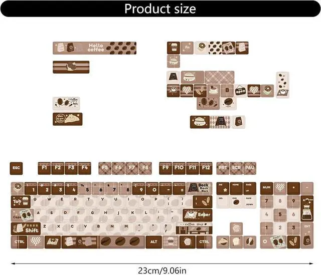 Alt view image 3 of 7 - Mechanical Keyboard Keycaps 131Keys Keycaps Coffee Brown Theme Heat Sublimated Set
