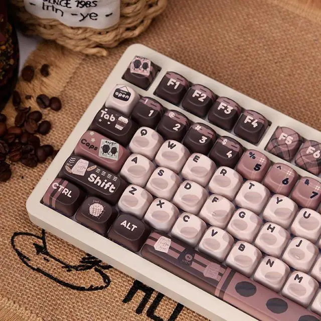 Alt view image 5 of 7 - Mechanical Keyboard Keycaps 131Keys Keycaps Coffee Brown Theme Heat Sublimated Set