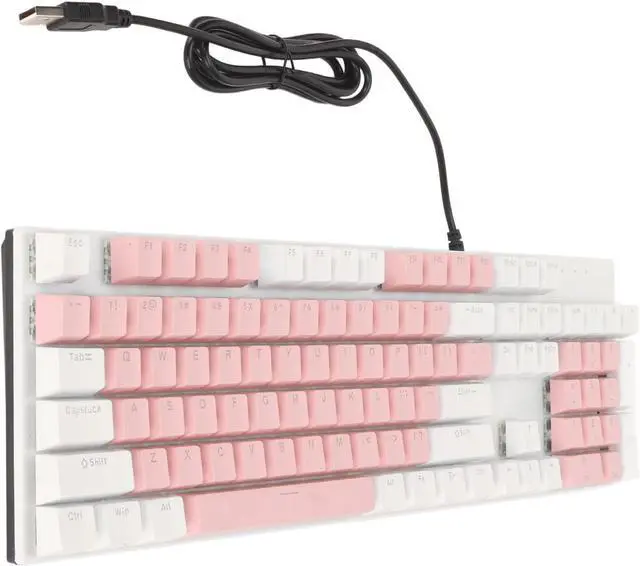 Alt view image 2 of 7 - 104 Key Mechanical Gaming Keyboard, RGB Backlit, Blue Switch, Wired USB Connection, for and, 28 Custom Lighting Modes (Pink and White)